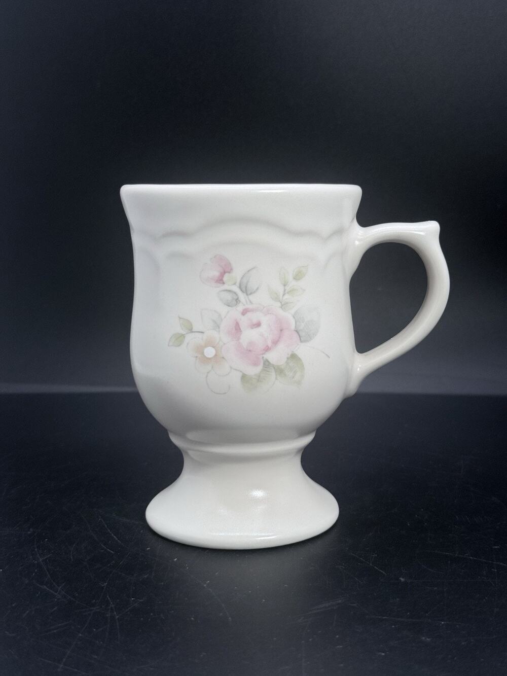 Vintage Pfaltzgraff Tea Rose Footed Pedestal Mug